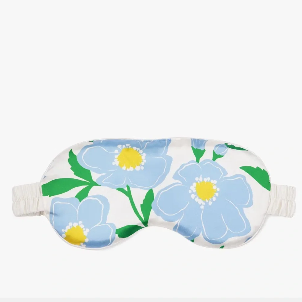 NWT Kate Spade satin Sunshine Floral Neck Pillow and Eye Mask Set